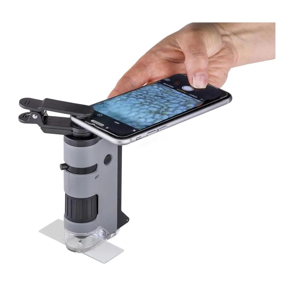 Carson MicroFlip 100x-250x LED UV Pocket Microscope with Smartphone Clip | STEM Education MP-250 - view 2