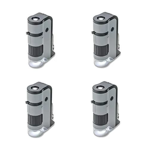 Carson MicroFlip 100x-250x LED & UV Pocket Microscope Set of 4 | STEM Handheld Microscope with Smartphone Adapter Clip thumbnail 1