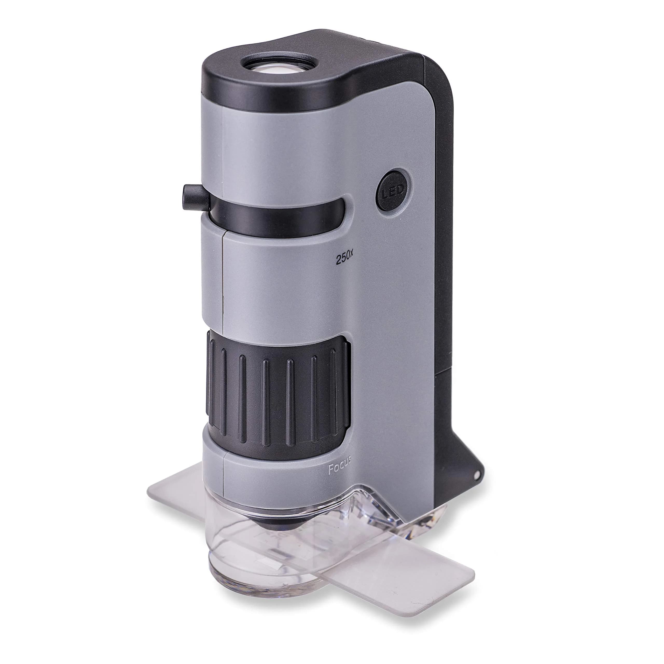 Carson MicroFlip 100x-250x LED & UV Pocket Microscope Set of 4 | STEM Handheld Microscope with Smartphone Adapter Clip - view 4