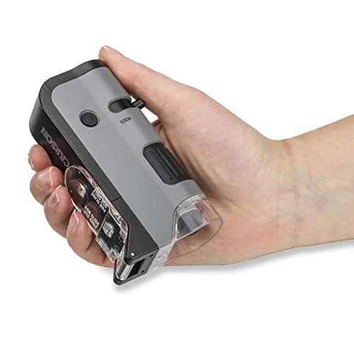 Carson MicroFlip 100x-250x LED & UV Pocket Microscope Set of 4 | STEM Handheld Microscope with Smartphone Adapter Clip thumbnail 5