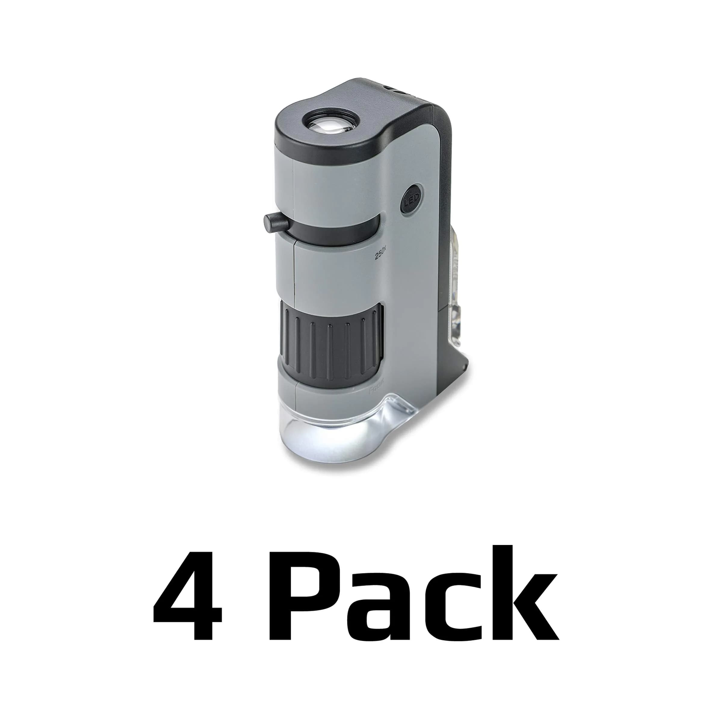 Carson MicroFlip 100x-250x LED & UV Pocket Microscope Set of 4 | STEM Handheld Microscope with Smartphone Adapter Clip - view 2
