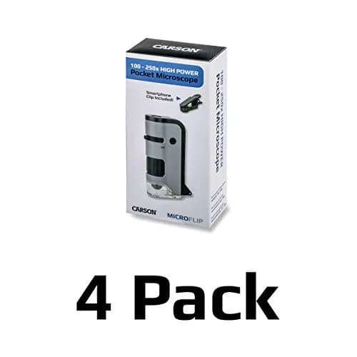 Carson MicroFlip 100x-250x LED & UV Pocket Microscope Set of 4 | STEM Handheld Microscope with Smartphone Adapter Clip thumbnail 3