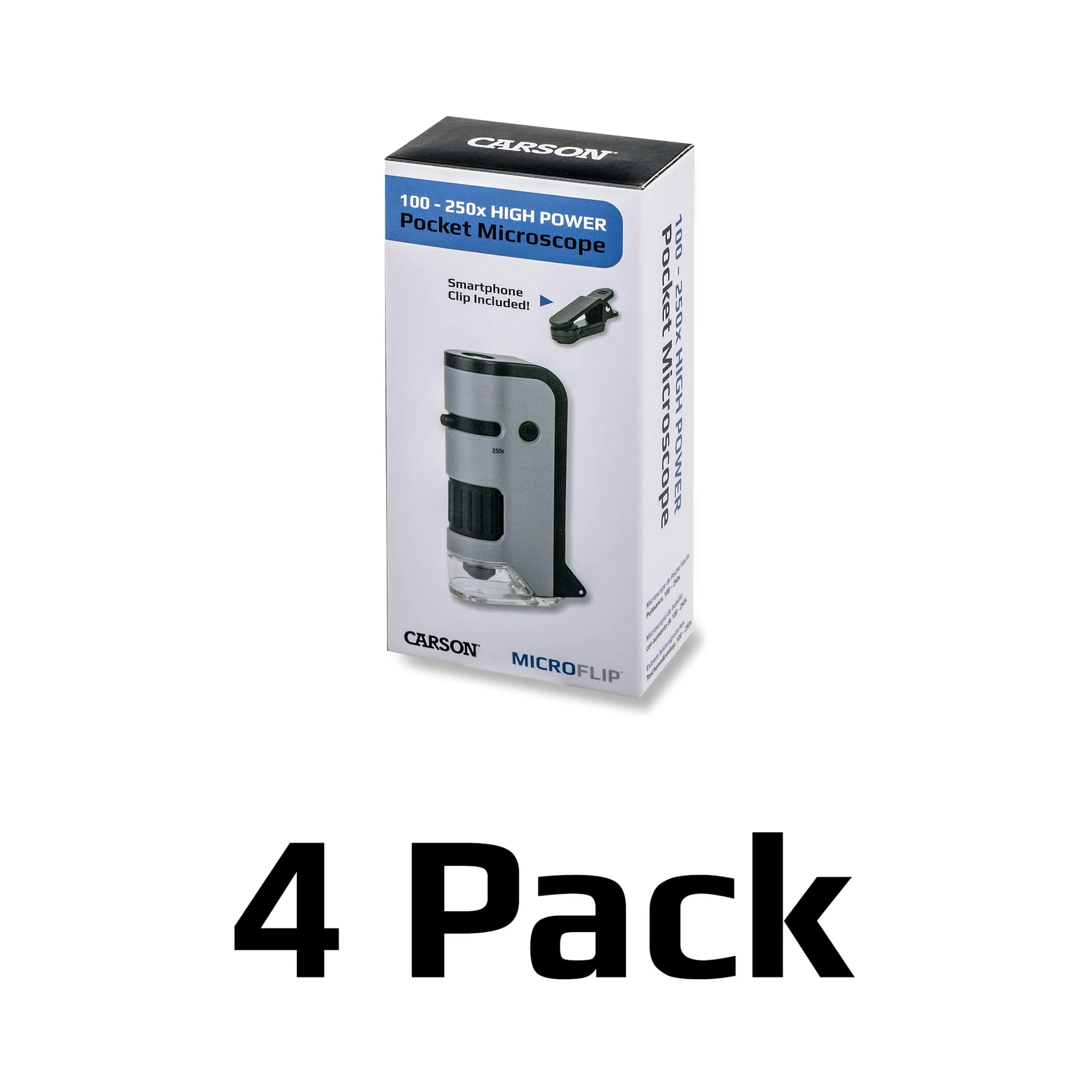Carson MicroFlip 100x-250x LED & UV Pocket Microscope Set of 4 | STEM Handheld Microscope with Smartphone Adapter Clip - view 3