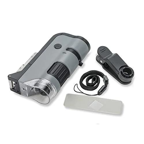 Carson MicroFlip 100x-250x LED & UV Pocket Microscope with Smartphone Adapter & 24 Prepared Slides | STEM Educational Tool thumbnail 2