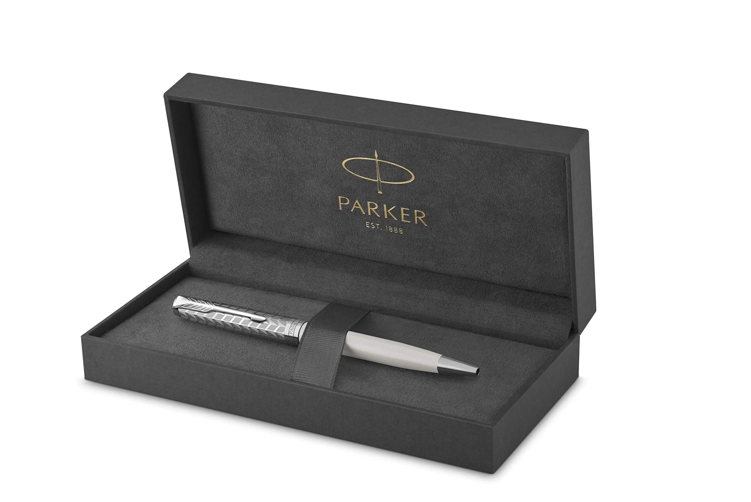 Parker Sonnet Ballpoint Pen, Metal & Pearl Lacquer with Palladium Trim, Medium Point Black Ink | Elegant, Hand Assembled, Flawless Quality - main product image