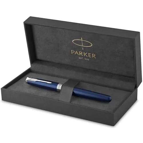 Parker Sonnet Blue Lacquer Rollerball Pen with Palladium Trim, Fine Point Black Ink (1931535) | Smooth Ink Flow thumbnail 1