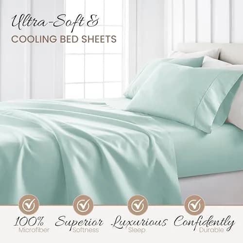 Linen Market Twin Bed Sheets Aqua | Deep Pocket Microfiber for Cooler Sleep thumbnail 3