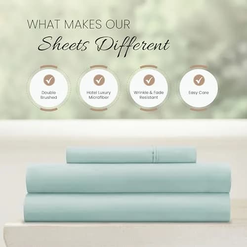 Linen Market Twin Bed Sheets Aqua | Deep Pocket Microfiber for Cooler Sleep thumbnail 4