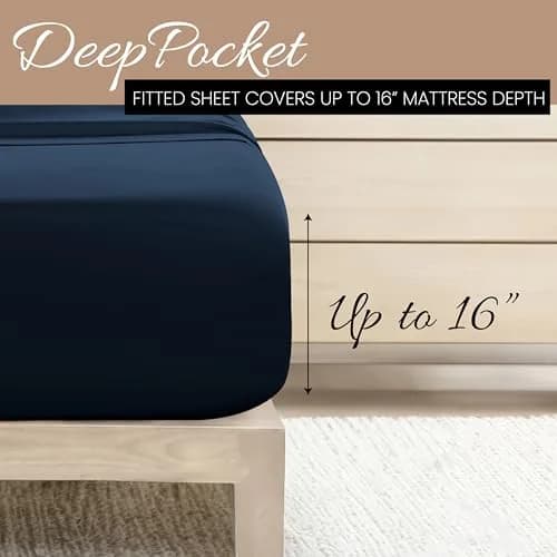 Linen Market Twin Bed Sheets Navy | Deep Pocket Microfiber for Cooler Sleep thumbnail 5