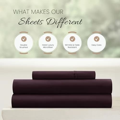 Linen Market Twin Bed Sheets Purple | Deep Pocket Microfiber 90 GSM (66x96 inches) thumbnail 4