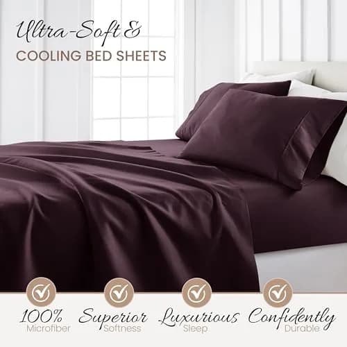 Linen Market Twin Bed Sheets Purple | Deep Pocket Microfiber 90 GSM (66x96 inches) thumbnail 3