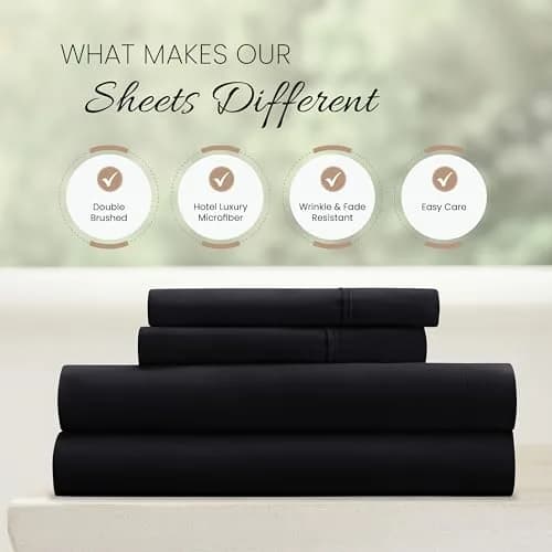 Linen Market California King Bed Sheets - Deep Pocket Microfiber, Black, 4 Piece Set thumbnail 4