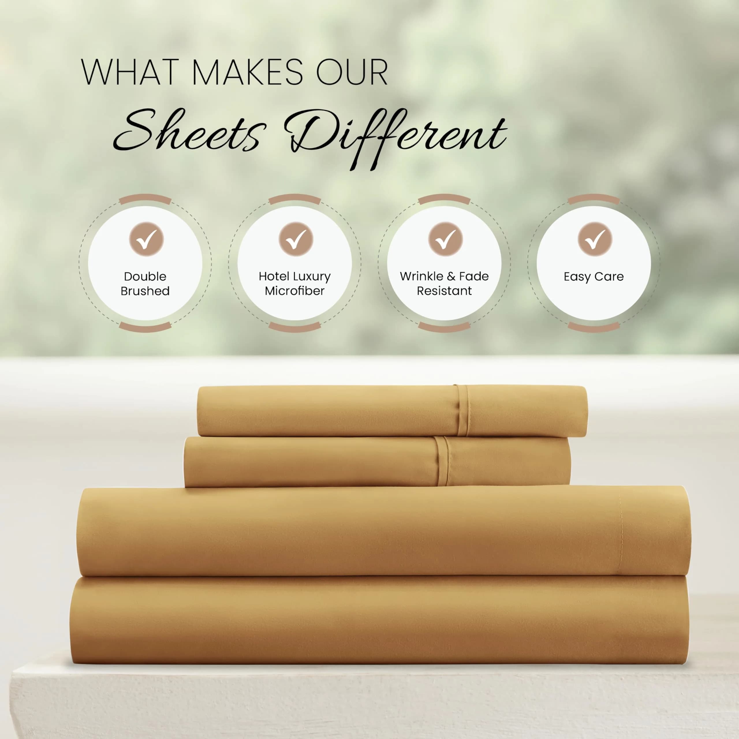 Linen Market California King Bed Sheets Gold | Deep Pocket Microfiber 4-Piece Set thumbnail 4