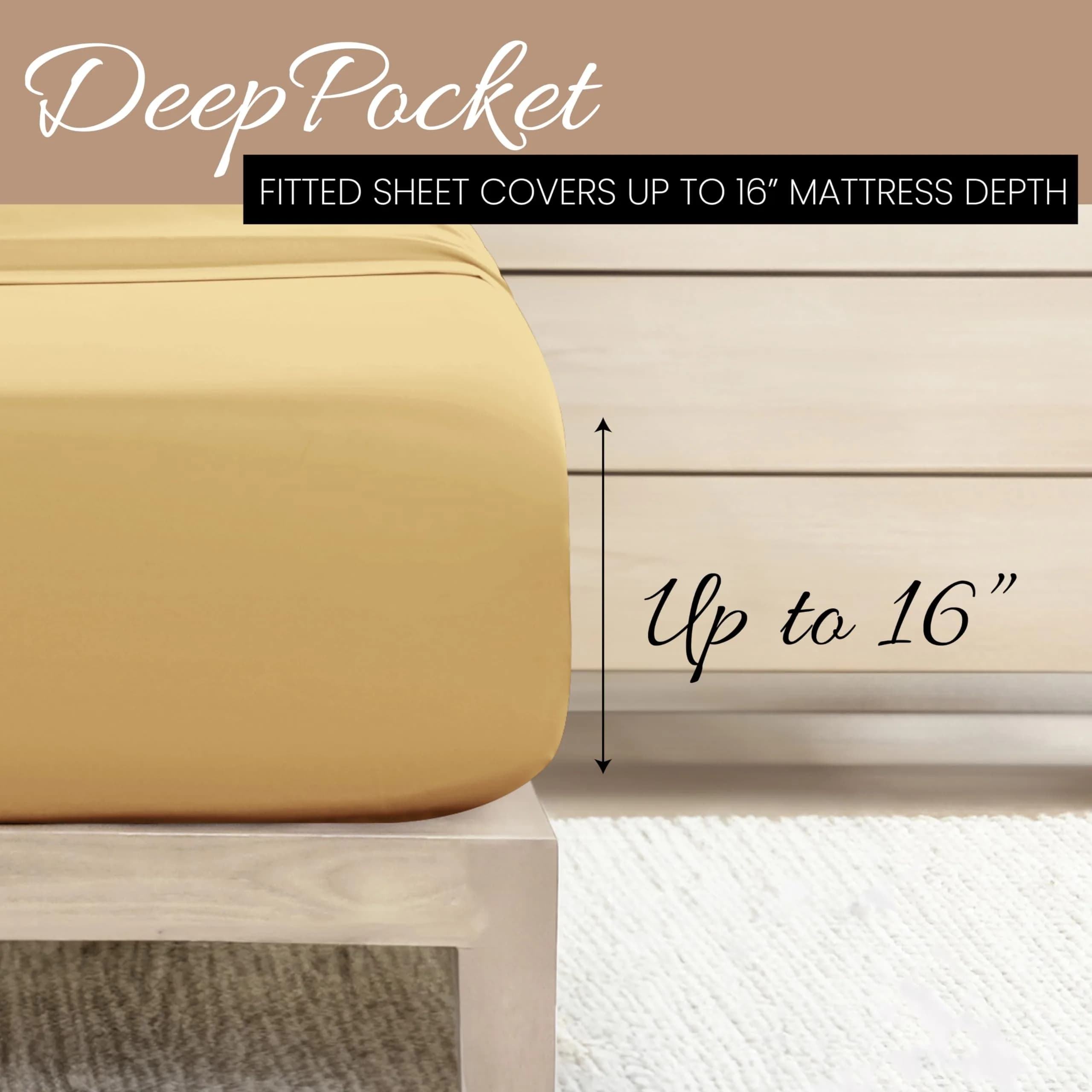 Linen Market California King Bed Sheets Gold | Deep Pocket Microfiber 4-Piece Set thumbnail 5