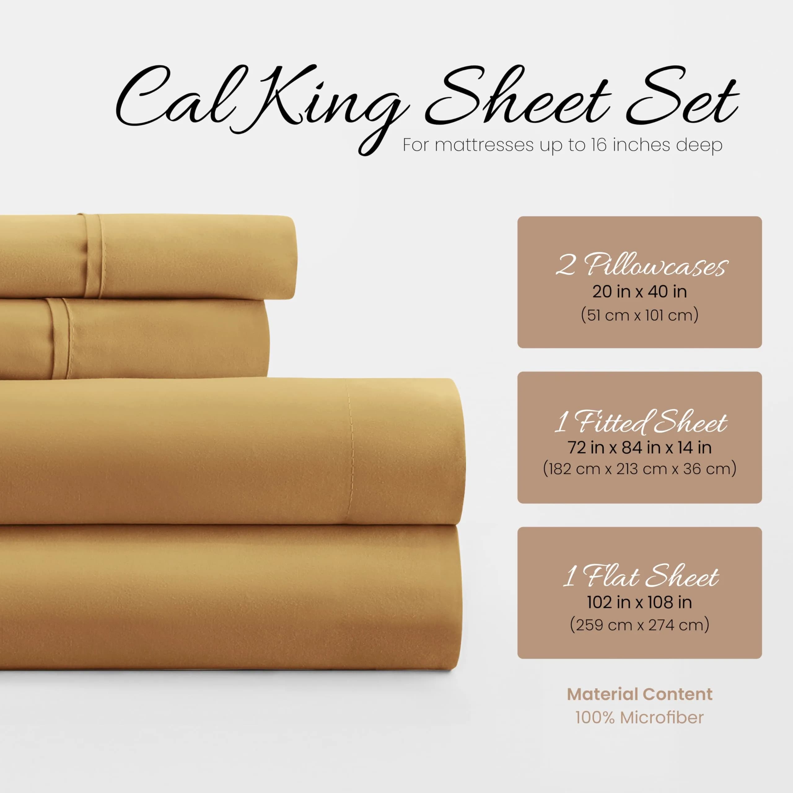 Linen Market California King Bed Sheets Gold | Deep Pocket Microfiber 4-Piece Set thumbnail 2