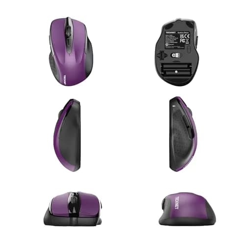 TECKNET Wireless Ergonomic Mouse, Purple, 2600 DPI, 2.4G USB Receiver | 6 Buttons, 24-Month Battery Life thumbnail 8