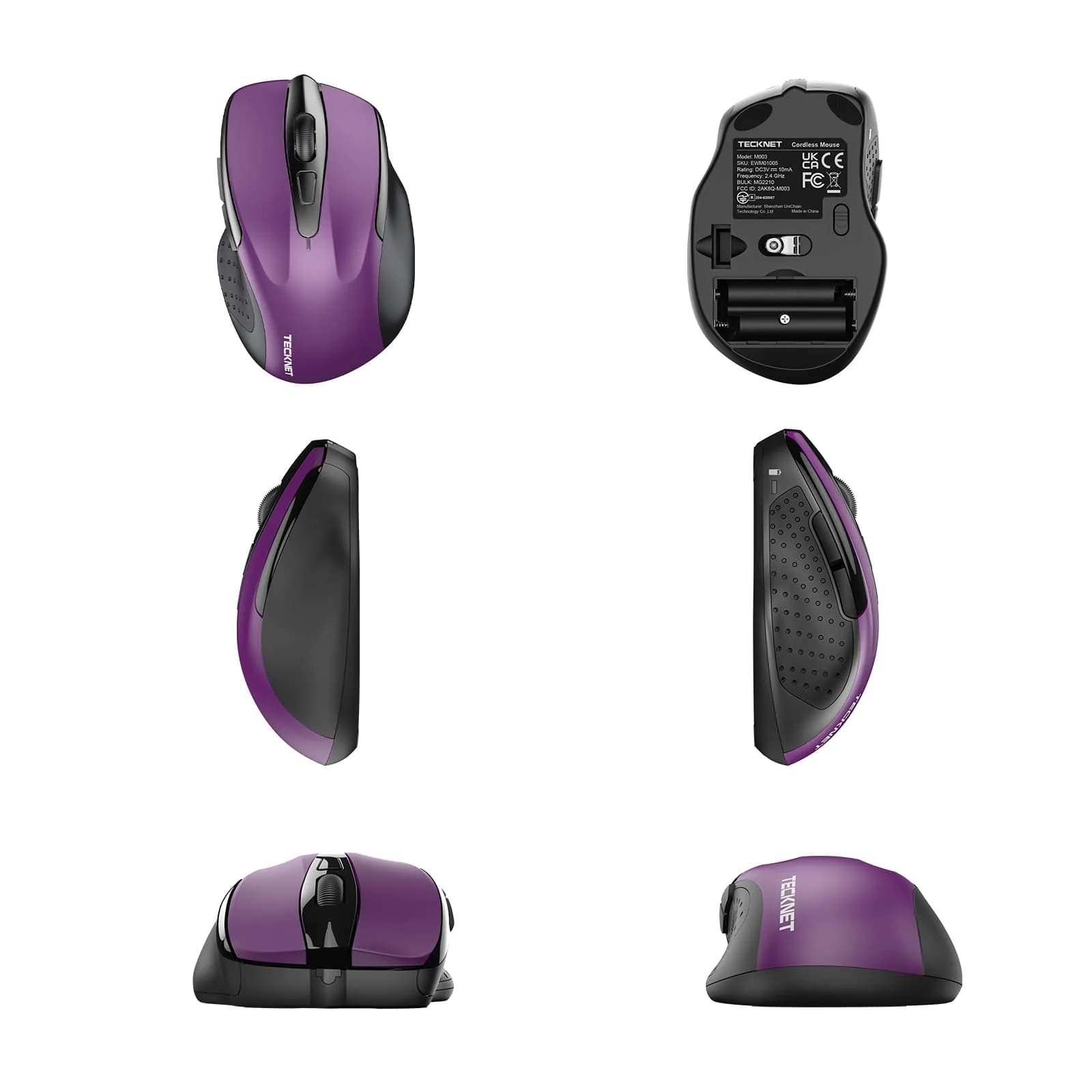 TECKNET Wireless Ergonomic Mouse, Purple, 2600 DPI, 2.4G USB Receiver | 6 Buttons, 24-Month Battery Life - view 8
