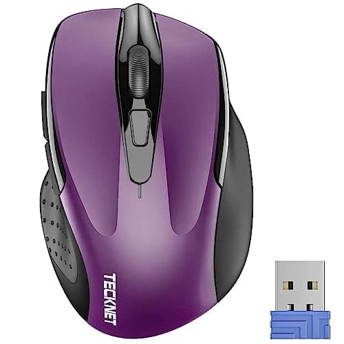 TECKNET Wireless Mouse M003, Lightblue, 2.4G Ergonomic Computer Mouse with 2600 DPI | Right-Handed Use — Purple