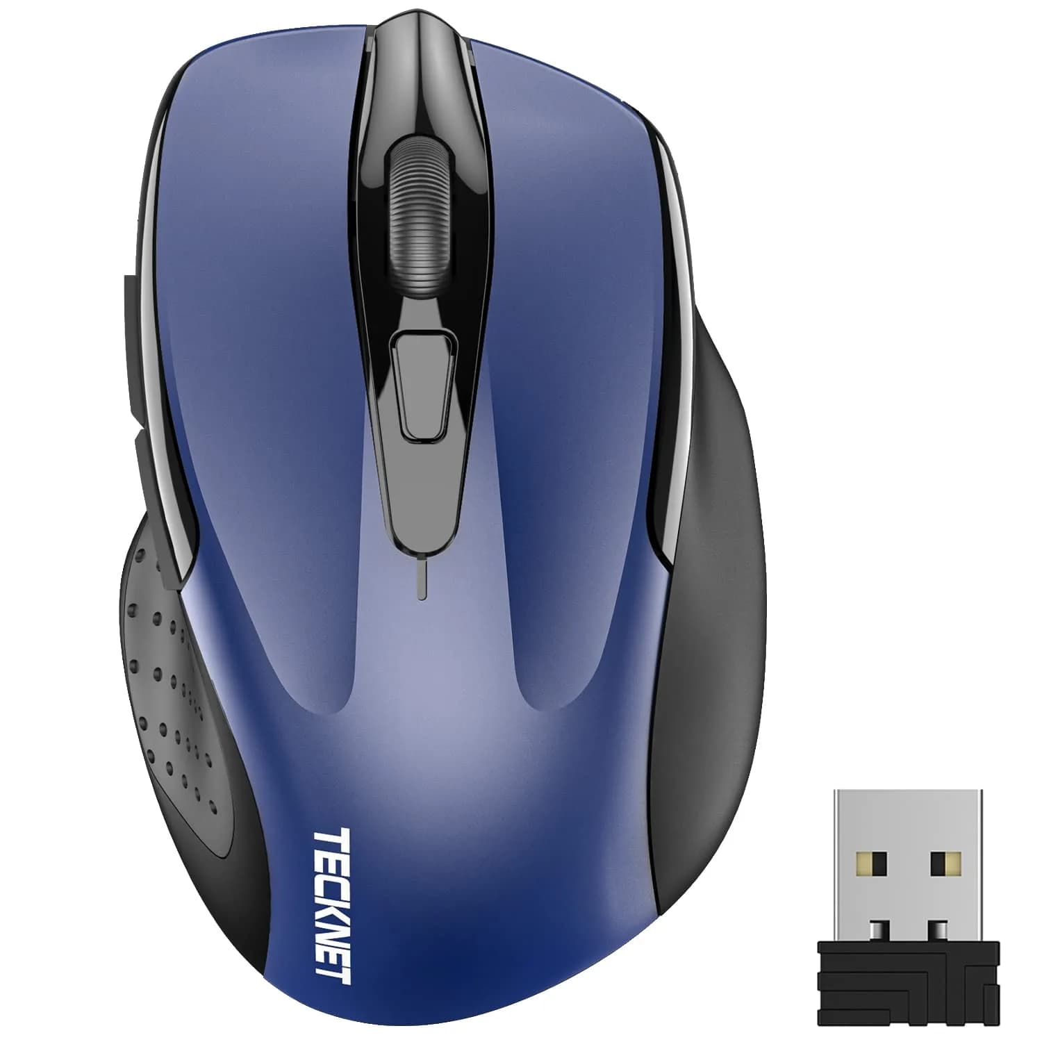 TECKNET Wireless Mouse, Ergonomic Computer Mouse, 2600 DPI, Blue | 2.4GHz Wireless, 24-Month Battery