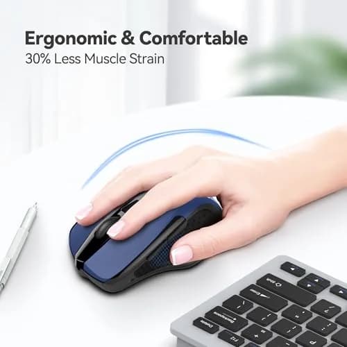 TECKNET Wireless Mouse, Ergonomic Computer Mouse, 2600 DPI, Blue | 2.4GHz Wireless, 24-Month Battery - view 4