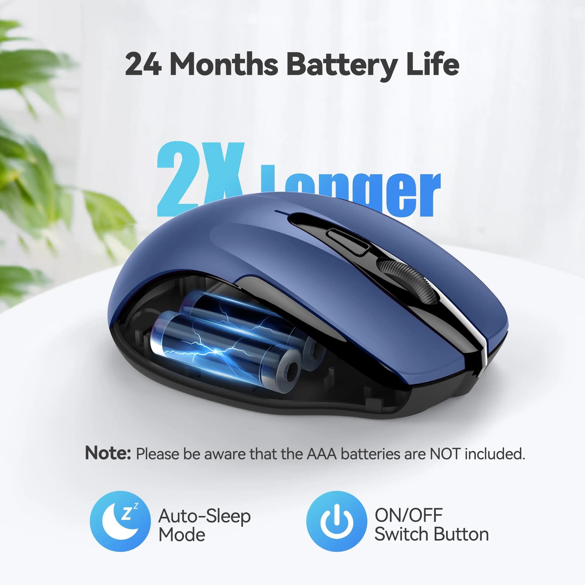 TECKNET Wireless Mouse, Ergonomic Computer Mouse, 2600 DPI, Blue | 2.4GHz Wireless, 24-Month Battery - view 7