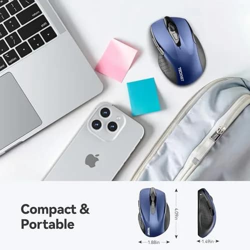 TECKNET Wireless Mouse, Ergonomic Computer Mouse, 2600 DPI, Blue | 2.4GHz Wireless, 24-Month Battery thumbnail 2