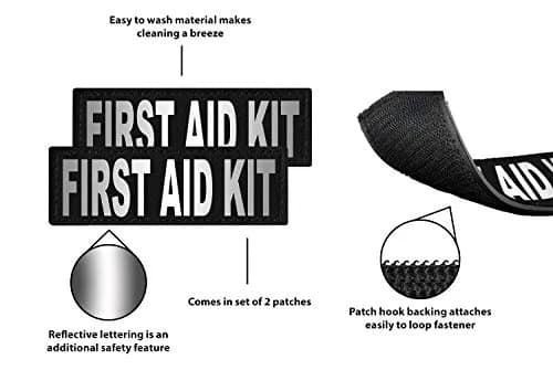 Dogline First Aid Kit Patches, Large/X-Large (2-Pack, Black) | Reflective & Removable Velcro Patches thumbnail 2