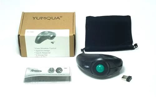 YUMQUA Wireless Finger Trackball Mouse | Ergonomic Design, 4-Level DPI, Ambidextrous, 10M Range thumbnail 7