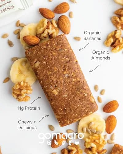 GoMacro MacroBar Organic Vegan Protein Bar Banana Almond Butter 2.3oz (12-Pack) | High Protein Snack for Gym-Goers thumbnail 3