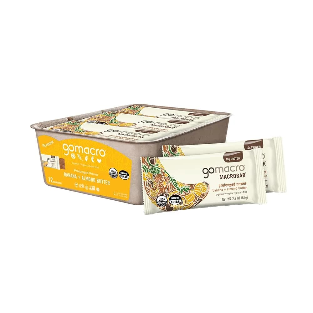 GoMacro Organic Lemon & Cashew Butter Protein Bar, 2.3 oz (65g) | 10g Plant Protein Snack — Banana + Almond Butter