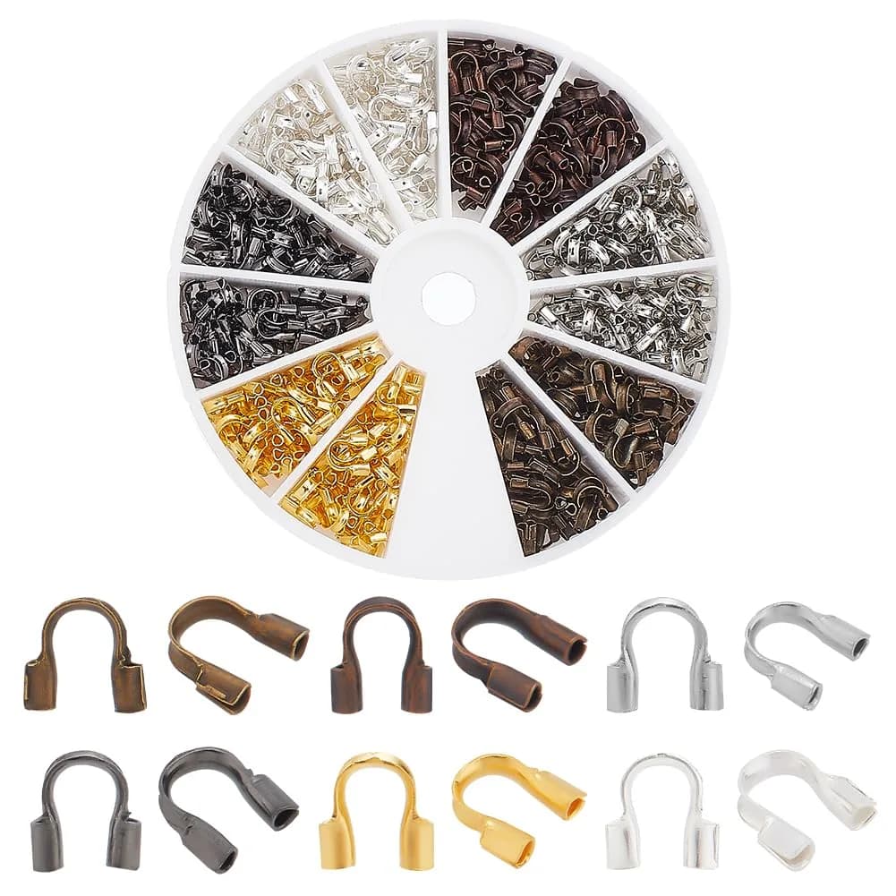 PH PandaHall 540pcs Brass Wire Guardians 4mm | Jewelry Wire Protectors for Beading & Jewelry Making — 6 Colors - Bulk Pack