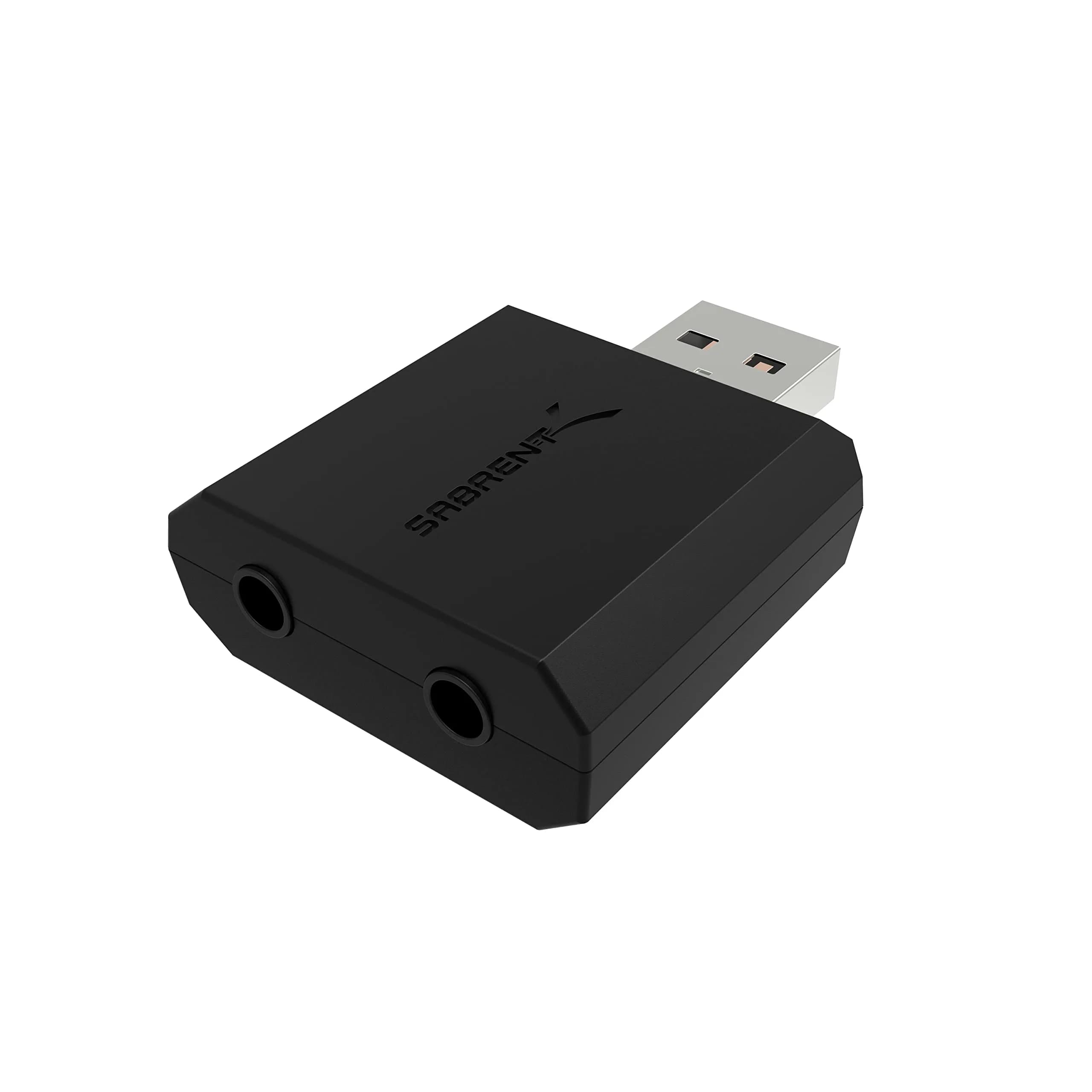 SABRENT USB to 2 x 3.5mm Stereo Jack Splitter Adapter | Support Windows & Mac, Plug & Play, Black