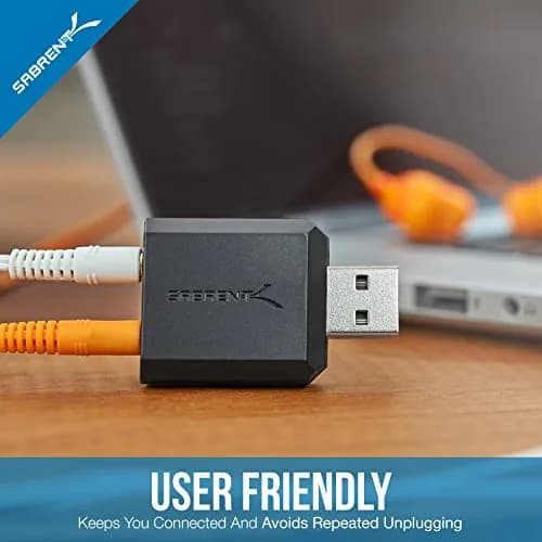 SABRENT USB to 2 x 3.5mm Stereo Jack Splitter Adapter | Support Windows & Mac, Plug & Play, Black thumbnail 5