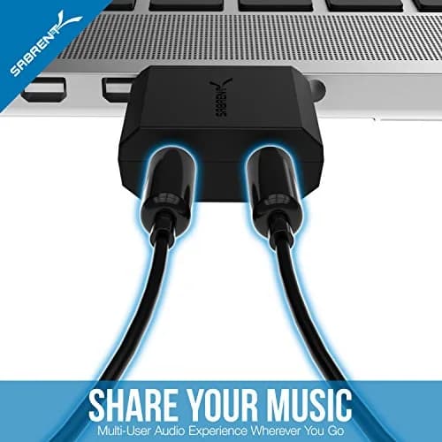 SABRENT USB to 2 x 3.5mm Stereo Jack Splitter Adapter | Support Windows & Mac, Plug & Play, Black thumbnail 6