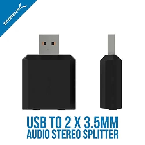 SABRENT USB to 2 x 3.5mm Stereo Jack Splitter Adapter | Support Windows & Mac, Plug & Play, Black thumbnail 3