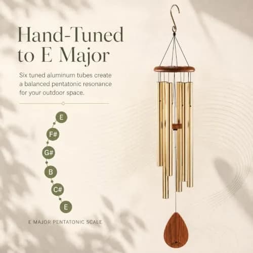 UpBlend Outdoors Bronze Aluminum Wind Chimes 38" (96.5cm) | Deep Tone E Major Pentatonic thumbnail 5