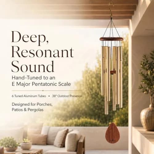 UpBlend Outdoors Bronze Aluminum Wind Chimes 38" (96.5cm) | Deep Tone E Major Pentatonic thumbnail 2
