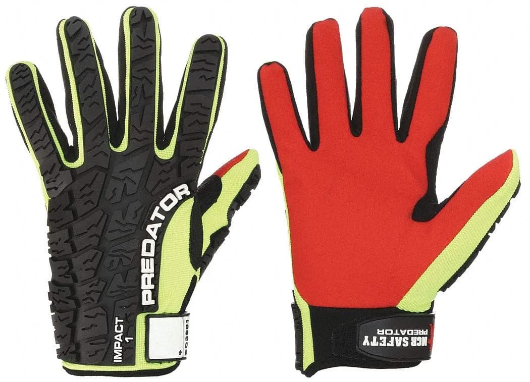 MCR Safety Predator Textured PU Coated Synthetic Leather Palm Gloves, Lime, Medium (1 Pair) | ANSI Cut Level A2 — Lime