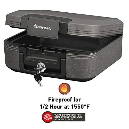 SentrySafe Fireproof and Waterproof Chest Box CHW20205 with Key Lock, Black 0.28 cu ft | UL Classified 1550°F Fire Protection thumbnail 4