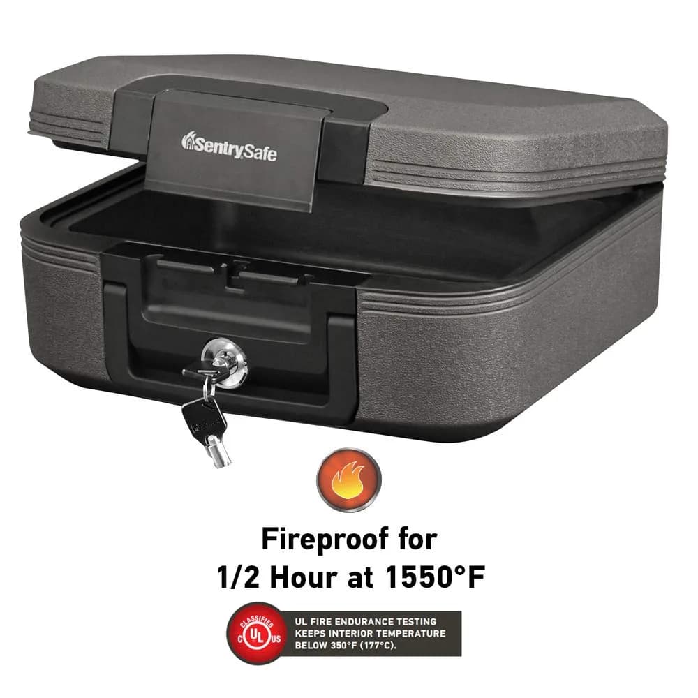SentrySafe Fireproof and Waterproof Chest Box CHW20205 with Key Lock, Black 0.28 cu ft | UL Classified 1550°F Fire Protection - view 4