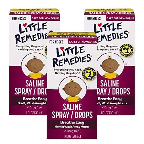 Little Remedies Saline Spray and Drops for Stuffy Noses, 3 Fl Oz (Pack of 3) | Drug-Free Nasal Moisturizing Mist for Newborns thumbnail 1