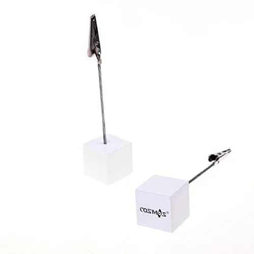 Cosmos White 5 pcs Cube Base Memo Clips Holder | Metal Alligator Clip for Messages & Photos thumbnail 4