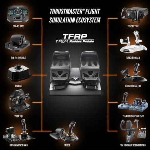 Thrustmaster TFRP Flight Rudder Pedals with S.M.A.R.T. Rail System, USB & RJ12, Black | Precision Flight Sim Controls for PC, PS5, Xbox thumbnail 6