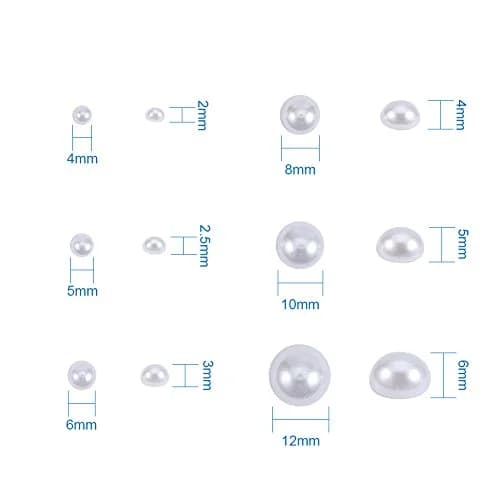 PH PandaHall White Flat Back Pearl Cabochons 4-12mm (Approx. 690 Pcs) | Assorted Sizes for Crafts thumbnail 5
