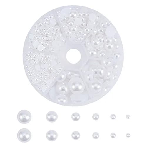 PH PandaHall White Flat Back Pearl Cabochons 4-12mm (Approx. 690 Pcs) | Assorted Sizes for Crafts thumbnail 1