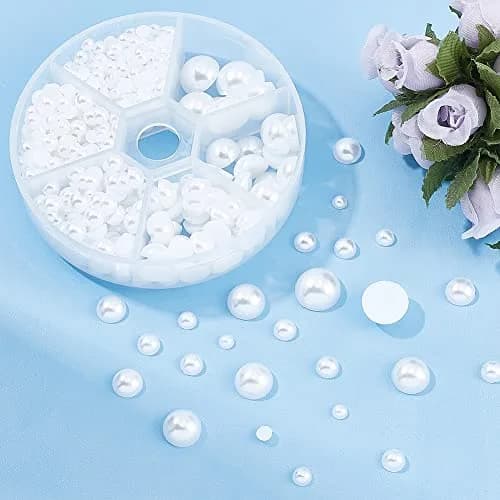 PH PandaHall White Flat Back Pearl Cabochons 4-12mm (Approx. 690 Pcs) | Assorted Sizes for Crafts thumbnail 2