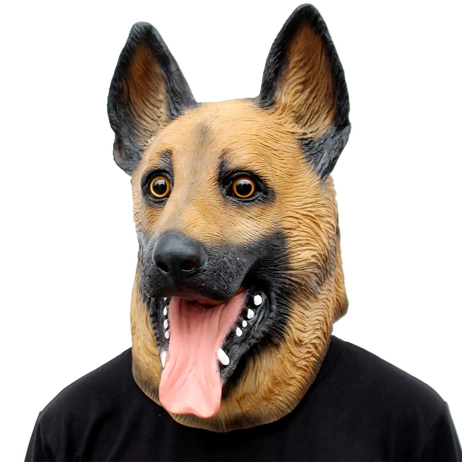 CreepyParty German Shepherd Dog Mask for Adults | Natural Latex Full Head Mask for Halloween & Cosplay