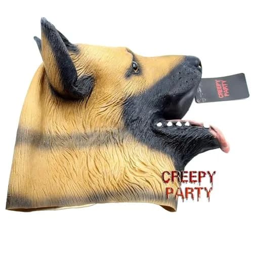 CreepyParty German Shepherd Dog Mask for Adults | Natural Latex Full Head Mask for Halloween & Cosplay thumbnail 4
