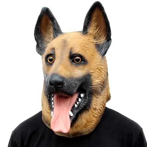 CreepyParty German Shepherd Dog Mask for Adults | Natural Latex Full Head Mask for Halloween & Cosplay thumbnail 1