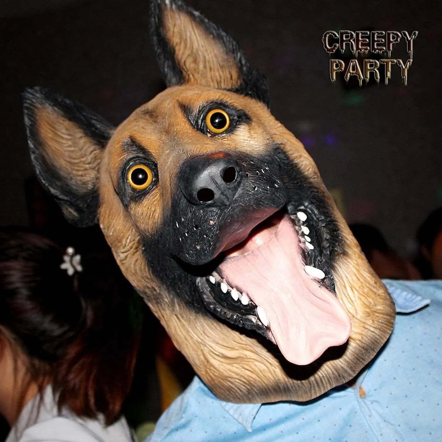 CreepyParty German Shepherd Dog Mask for Adults | Natural Latex Full Head Mask for Halloween & Cosplay - view 2